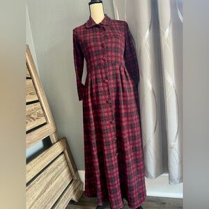 Plaid Maxi Dress - Red and Black